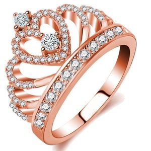 Crown Ring Women's  Crystal Ring rose gold Sz 6,7,8